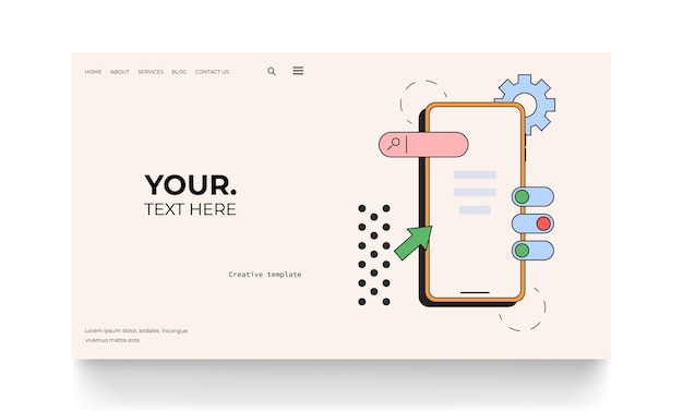 Ui Ux design landing page in retro style Vector illustration