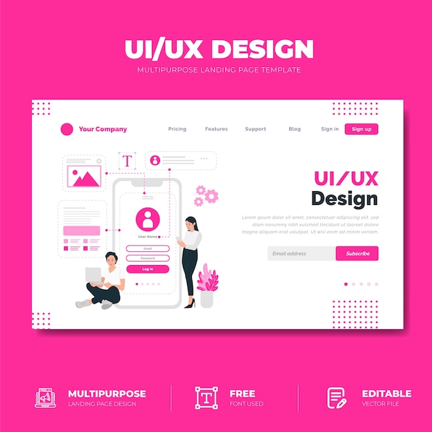 ベクトル ui / uxデザインのランディングページ