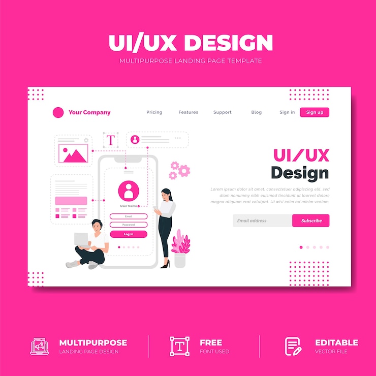 वेक्टर ui/ux design landing page
