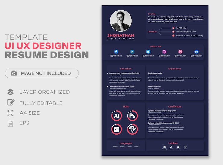 Vector ui ux designer hervat sjabloon.