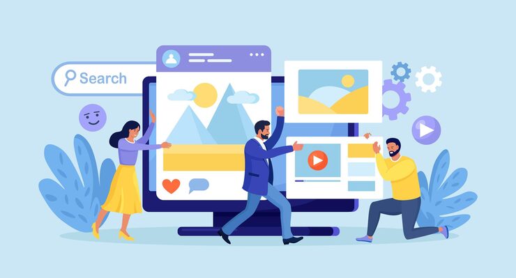 Vector ui 및 ux 디자이너 웹사이트 및 모바일 앱을 위한 기능적 사용자 인터페이스 생성 seo optimization 웹 디자인 프로그래머는 모바일 또는 웹 애플리케이션의 정보 블록 구조 생성