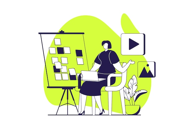 ui and ux designers web concept with flat people for website design woman creating layout interface for mobile application building menu template and managing structure vector illustration