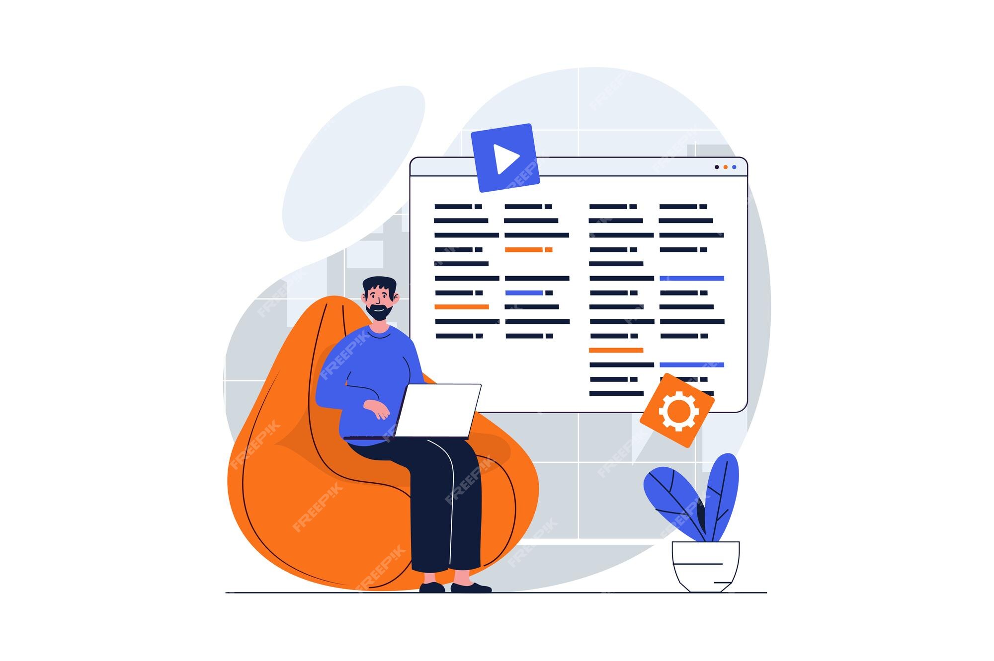 Premium Vector | Ui ux development web concept with character scene man ...
