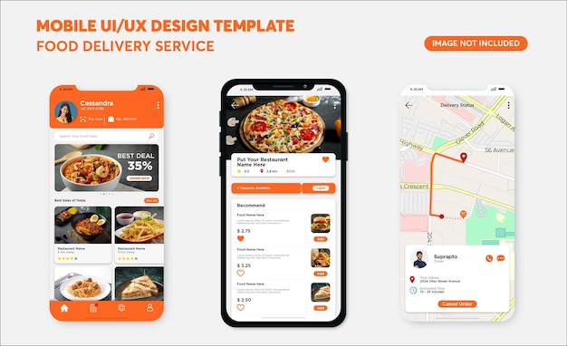 Vector ui ux for food delivery service app