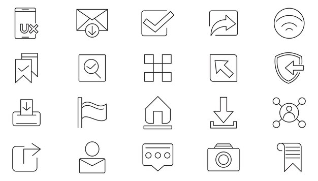 ui ux line icon set user interface mobile app web interface line icon set ui thin line icon pack