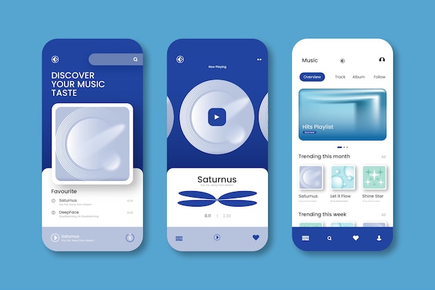 Vettore ux music template scopri il design