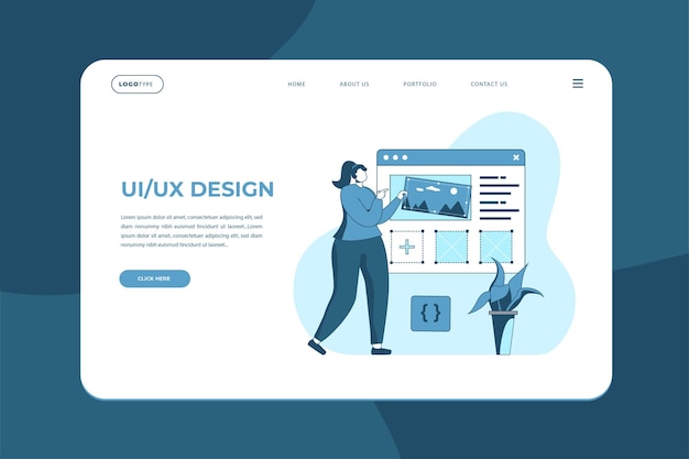 Vector ui ux-ontwerp bestemmingspagina-ontwerp plat en minimaal webdesign