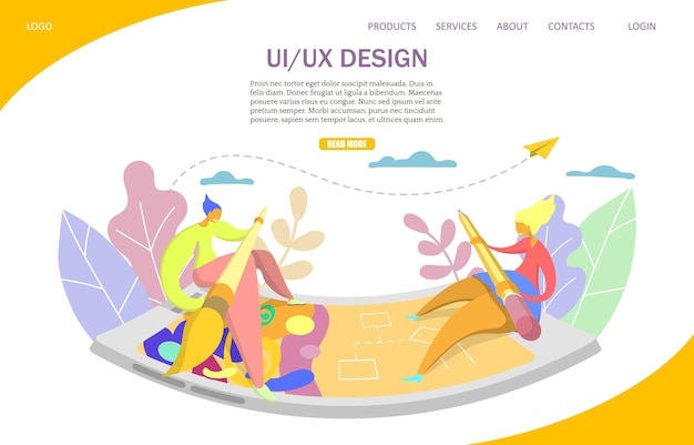 UI и UX векторный шаблон дизайна целевой страницы веб-сайта