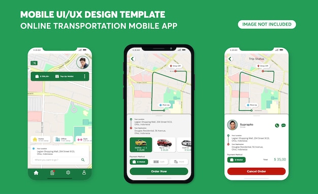 UI UX voor transport en online taxi mobiele app