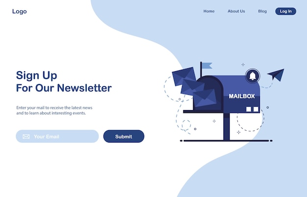 ニュースレターの購読のための電子メールマーケティングのuiwebページテンプレートデザイン