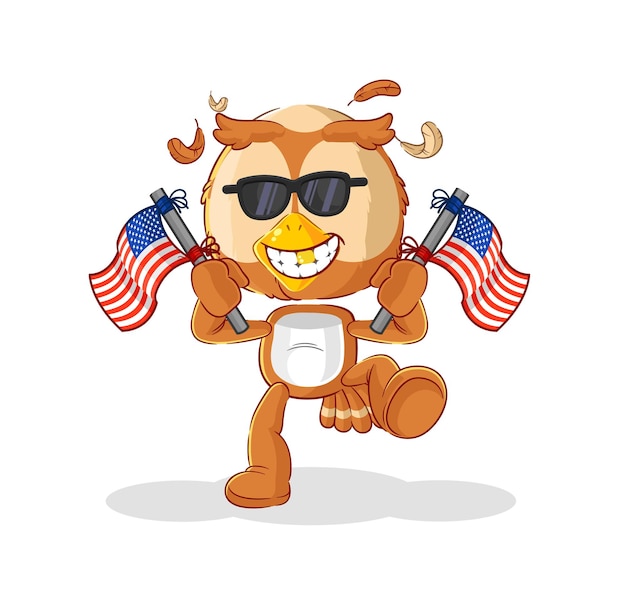 Uil Amerikaanse jeugd cartoon mascotte vector