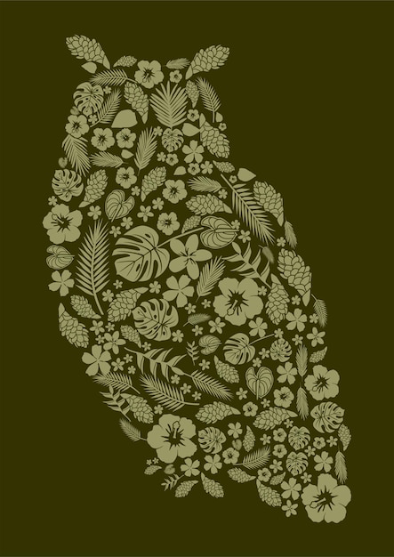 Vector uil bloem illustratie