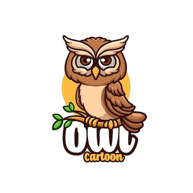 Uil Cartoon mascotte logo ontwerp