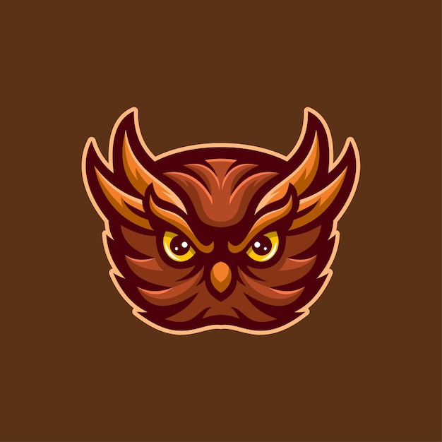 Uil dierlijk hoofd cartoon logo sjabloon illustratie. esport logo gaming premium vector
