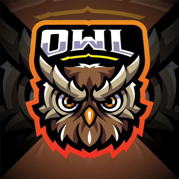 Uil hoofd esport mascotte logo ontwerp