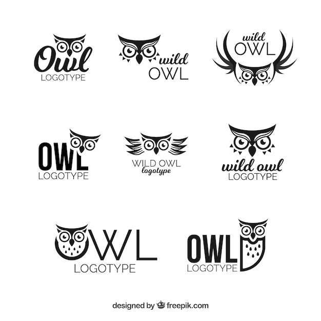 Uil logo set van acht