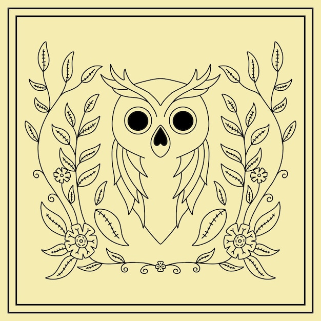 Vector uil met botanische ornamentpatroonillustratie