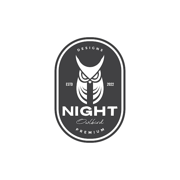 Uil nacht minimale badge logo ontwerp vector grafisch symbool pictogram illustratie creatief idee