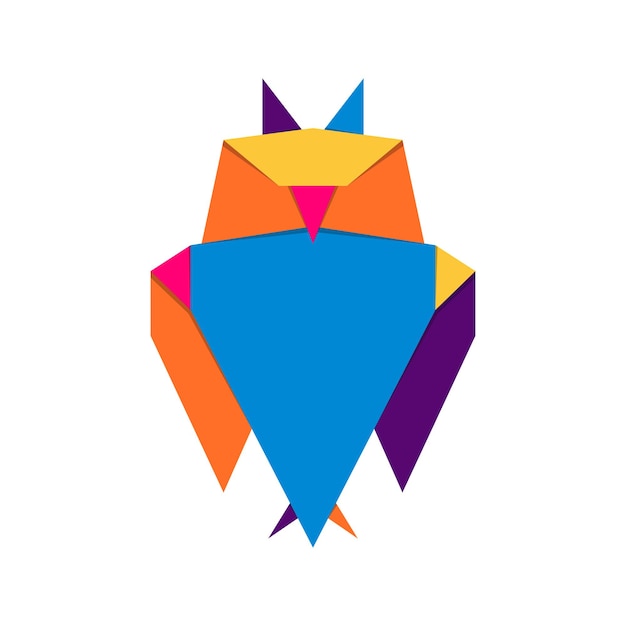 Uil origami. abstracte kleurrijke levendige uil logo ontwerp. dieren origami. vector illustratie