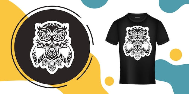 Uil print van patronen Exotische vogel in boho-stijl Goed voor T-shirts, ansichtkaarten en prints Vector