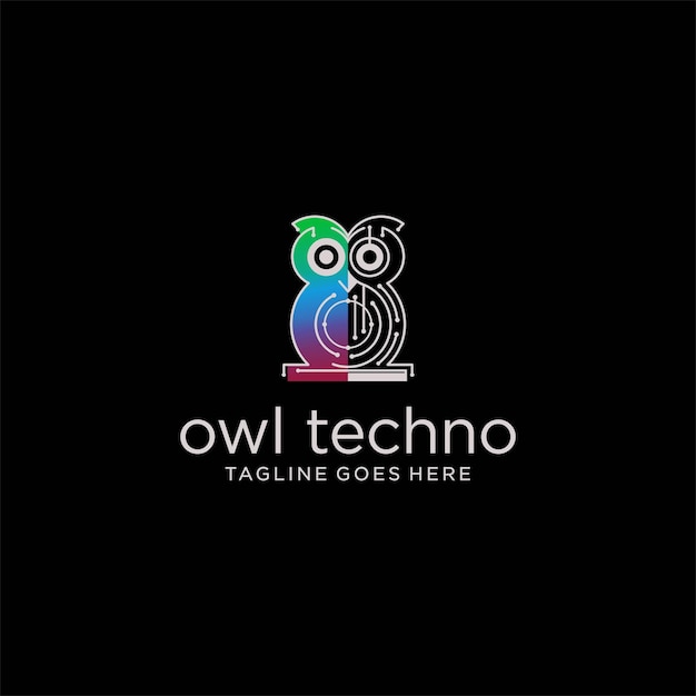 Uil techno creatieve logo ontwerpsjabloon