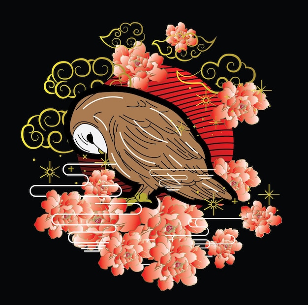 uilillustratie met Japanse stijl voor kaijune-evenement