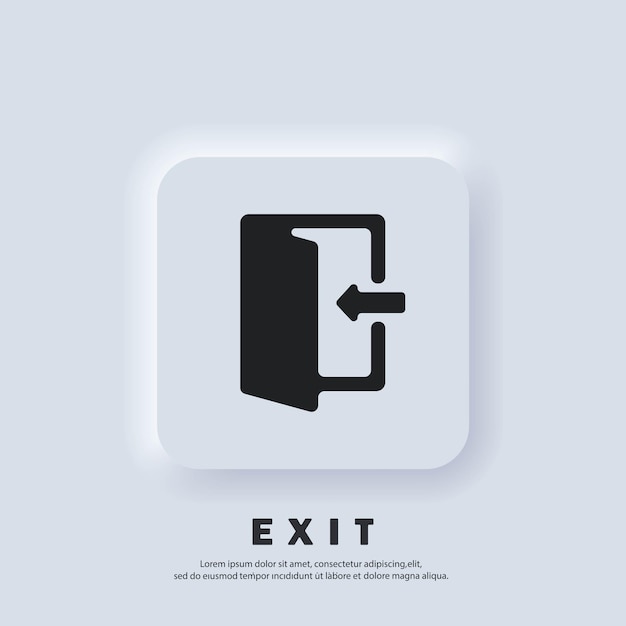 Uitgangs- en ingangspictogram. pictogram afsluiten. vector. ui-pictogram. voorgevormde open deur met een pijl. neumorphic ui ux witte gebruikersinterface webknop. neumorfisme stijl.