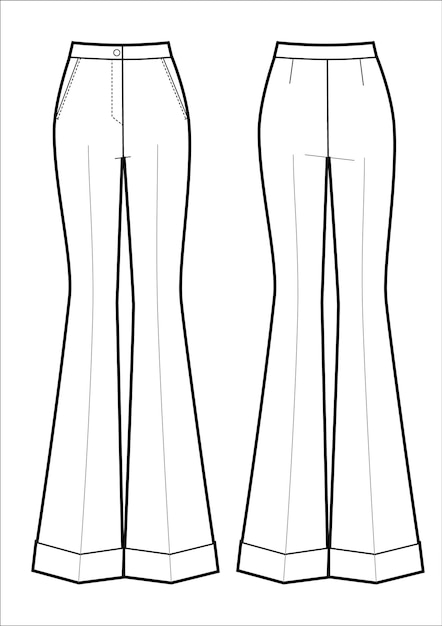 Vector uitlopende broek geïsoleerd voor en achter zwart en wit
