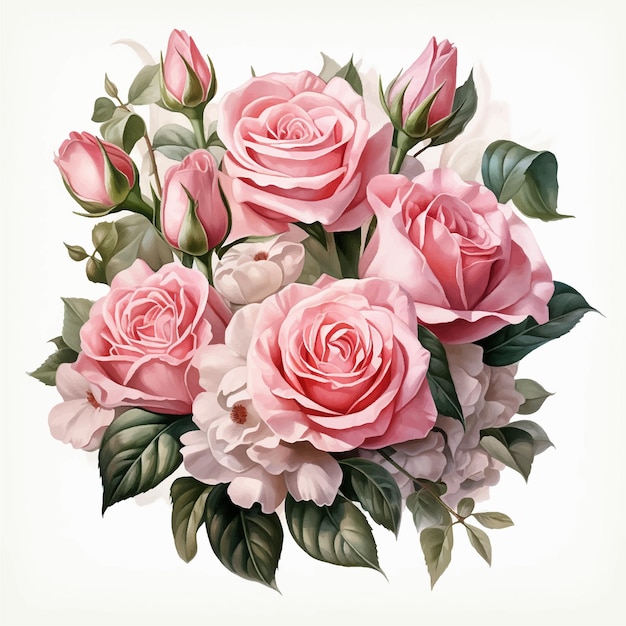 uitnodiging briefkaart roos aquarel bruiloft label romantische verjaardag grens groet elegant