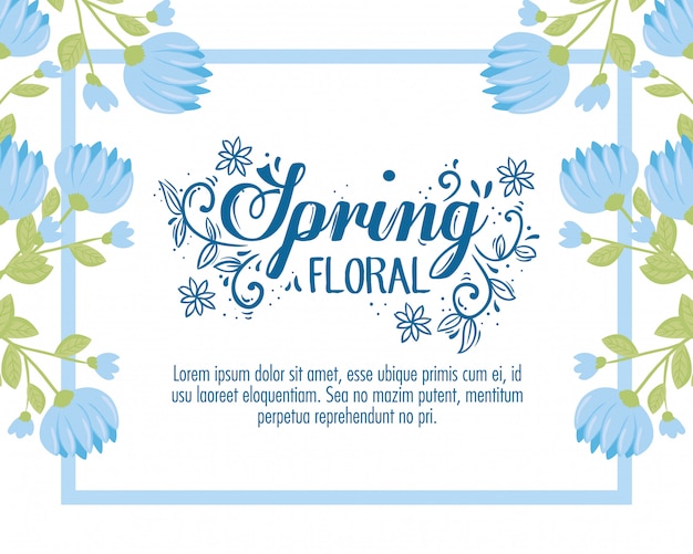 Vector uitnodiging bruiloft met blauwe bloemen en bladeren