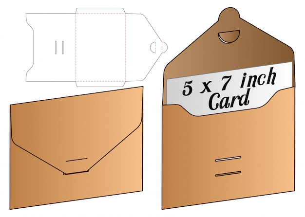 Uitnodiging envelop verpakking gestanst sjabloonontwerp. 3D-model