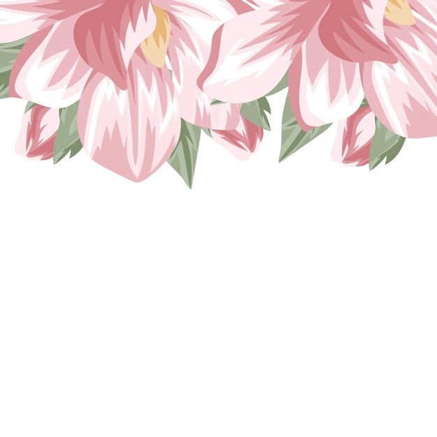 uitnodiging in bloemige stijl van magnolia-knoppen aan de ene kant illustratie en lege ruimte voor tekst