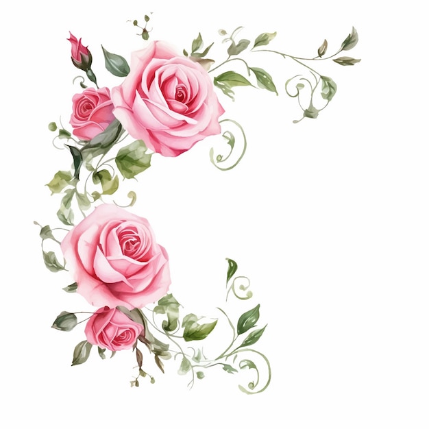 Vector uitnodiging roos ornament waterverf bruiloft romantische verjaardag grens groet elegante kader tekening
