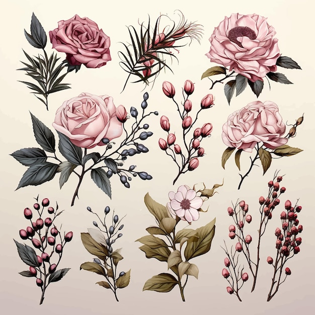 Vector uitnodiging schilderij bloemblaadje roos textiel sieraad afdruk waterverf groet grafisch weefsel behang
