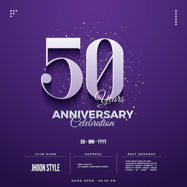 Uitnodiging voor 50e verjaardag op een delicate paarse achtergrond