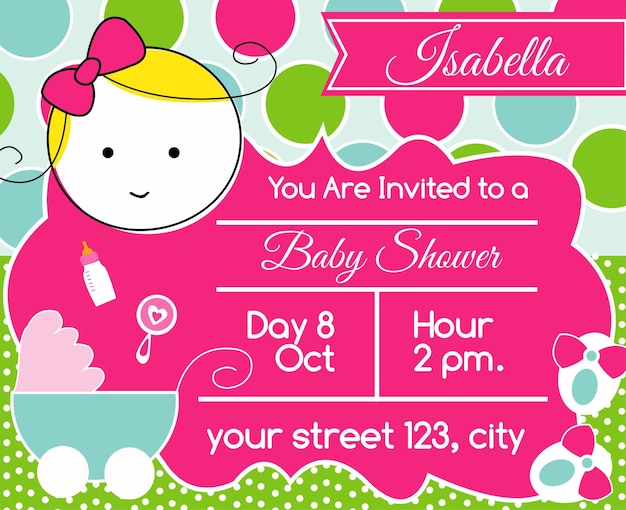 Uitnodiging voor babyshower voor meisjes