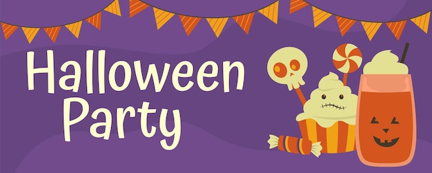 Uitnodiging voor Halloween-feest of flyer Ontwerp voor reclamebanner