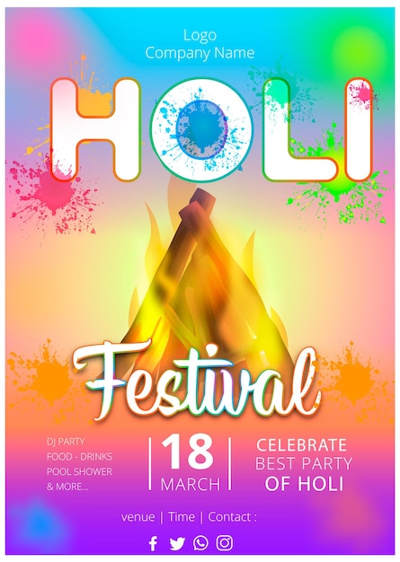 Uitnodiging voor holi-feestfeestje