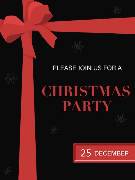 Uitnodiging voor kerstfeest rood op zwarte achtergrond vectorillustratie