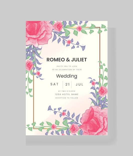 Uitnodigingskaart voor bruiloft in bloemenstijl
