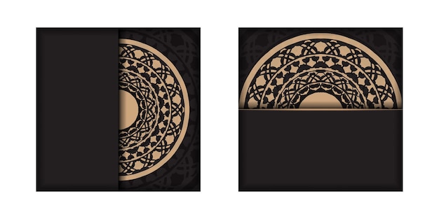 Uitnodigingskaartsjabloon met plaats voor uw tekst en vintage ornamenten. Luxe drukklare ansichtkaart in zwart met Griekse patronen.