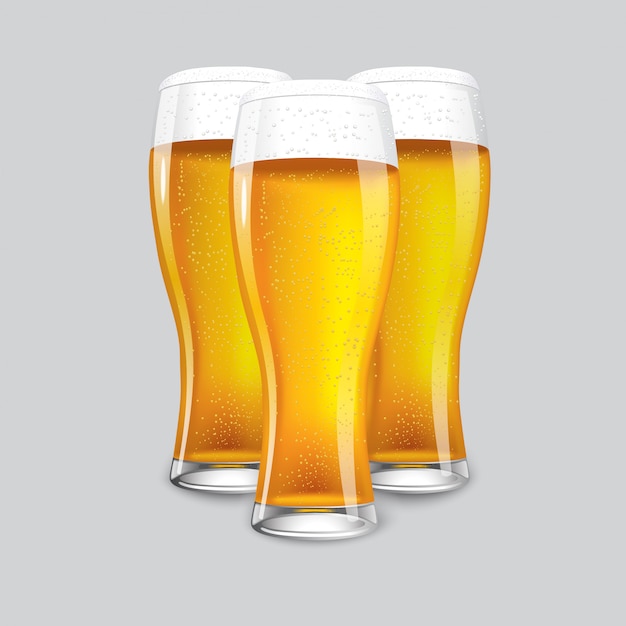 Uitstekend realistisch geïsoleerd 3 glazen bier.