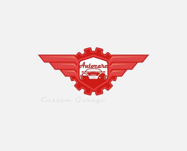 Uitstekend vectorschild met binnen auto's. automotive logo ontwerp concept illustratie