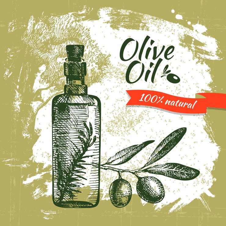 Vector uitstekende olijfachtergrond. handgetekende illustratie