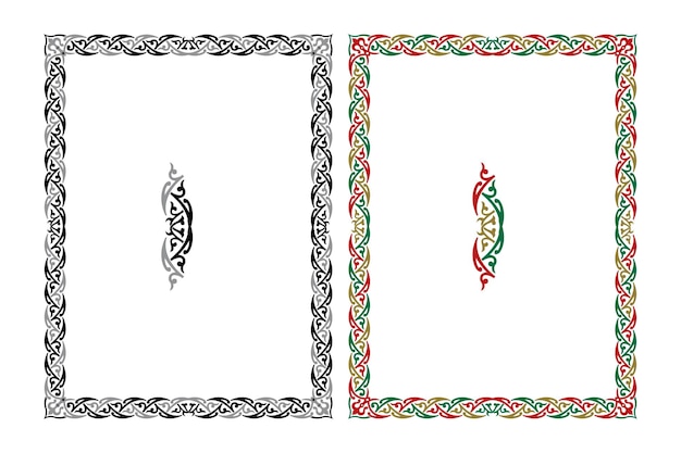 Uitstekende traditionele realistische zwarte en kleurenkaders die op witte achtergrond geïsoleerde vectorillustratie worden geplaatst