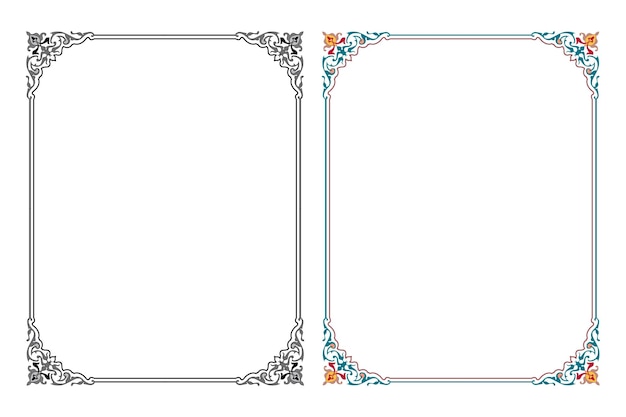 Uitstekende traditionele realistische zwarte en kleurenkaders die op witte achtergrond geïsoleerde vectorillustratie worden geplaatst