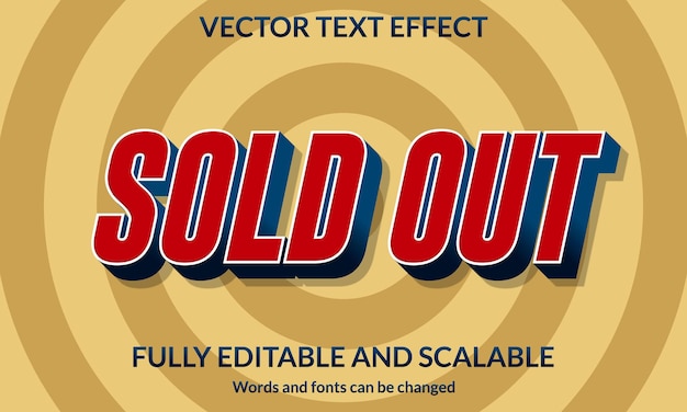Uitverkochte 3D-bewerkbare tekst-effect typografie vector sjabloon