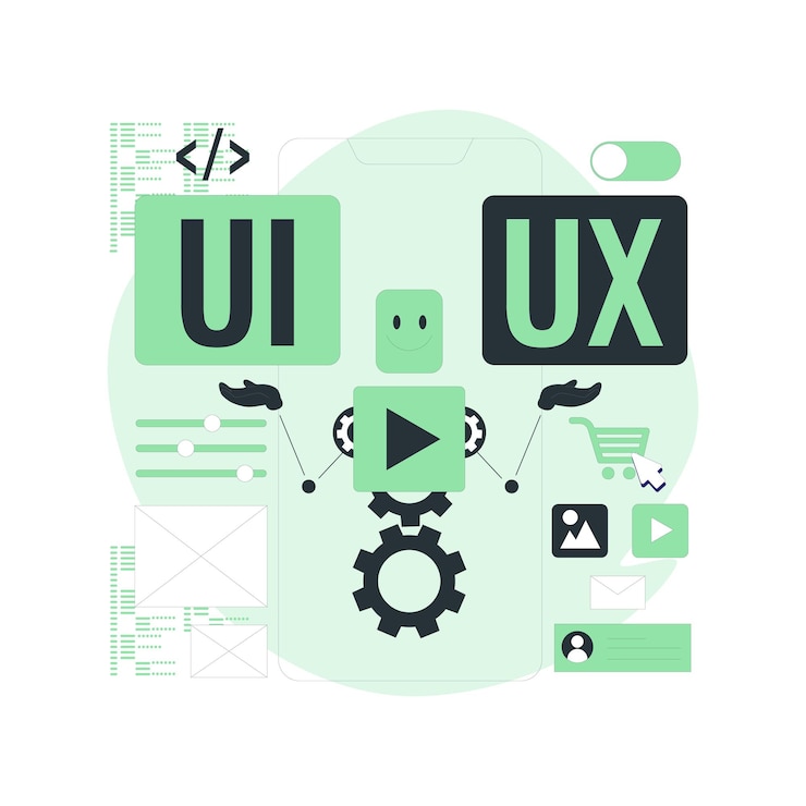 Vector uiux differences semi flat illustrations vector