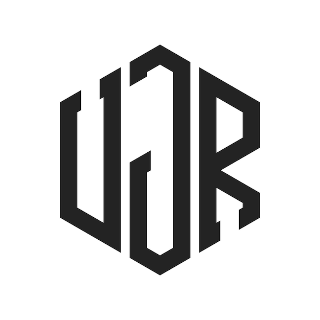 UJR ロゴ デザイン イニシャルレター UJR モノグラム ロゴ ヘクサゴン形