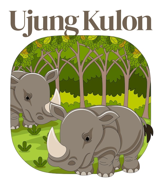 Ujung kulon national park vector illustration